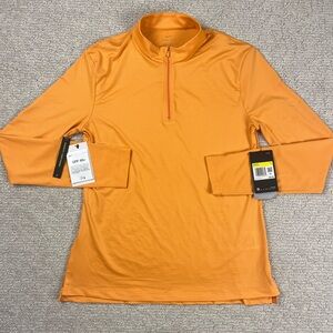 NIKE Dri-Fit Women’s Long Sleeve GOLF 1/4 Zip Pullover top Orange NWT